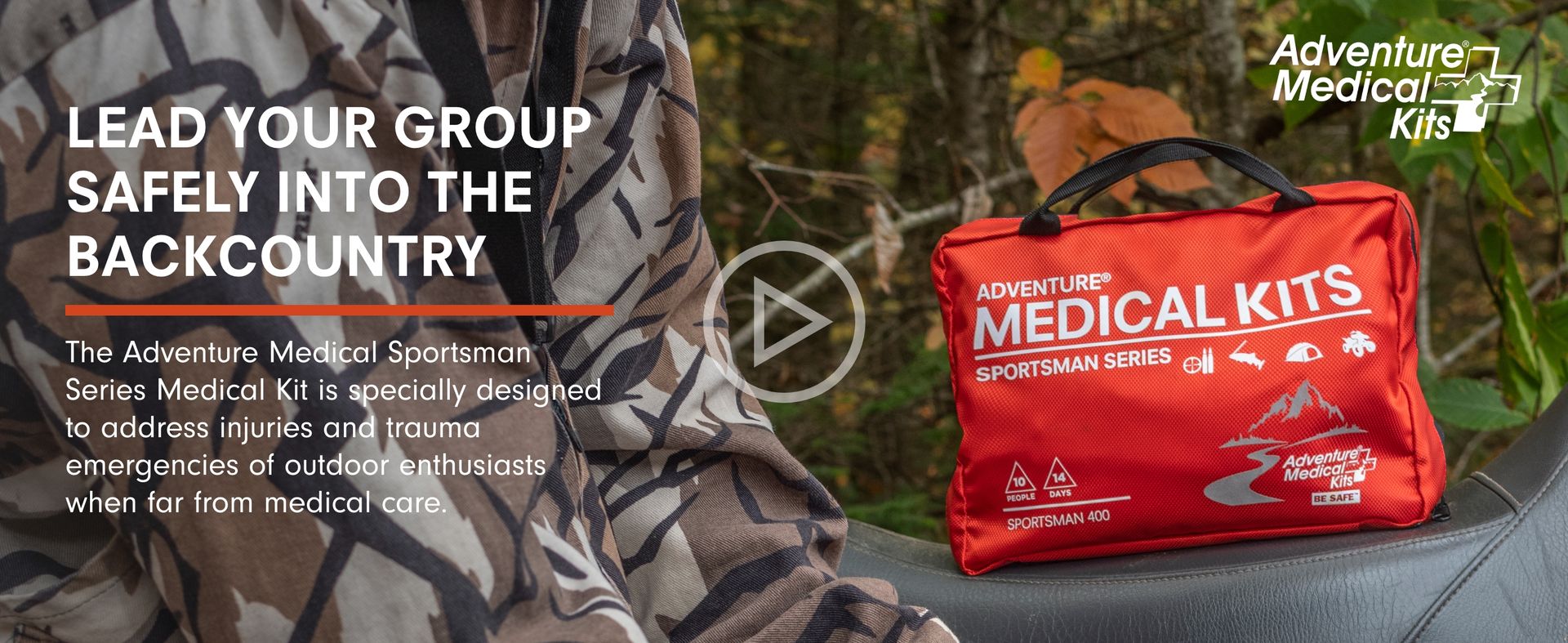 Adventure Medical Kits Sportsman Series Medical Kit - 400 - First Aid Kit for Camping, Hiking, Hunting & More - For 10 People for 14 Days - Includes Bandages, Medicine, Guide Book & More