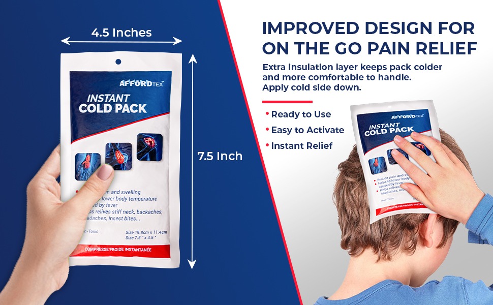 Instant cooler Ice pack- Ice packs 6 Count Disposable 7.5 x 4.5 Inches - Ready to use – Ideal for Injuries, Inflammation, Sprains, Strains,Pain relief