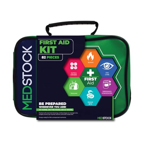 MEDSTOCK Premium Mini Modular First Aid Kit – 82 Piece Portable Emergency Medical Kit for Travel, Home, Car & Workplace | Trauma, Burns, Snake Bite & Eye Care with Easy-Access Compartments