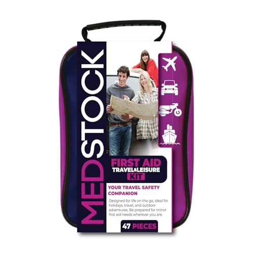 MEDSTOCK Travel & Leisure First Aid Kit – 47 Piece Portable Emergency Medical Kit for Travel, Car, Camping, Hiking & Outdoor Use | Compact Lightweight Case with Bandages & Essentials