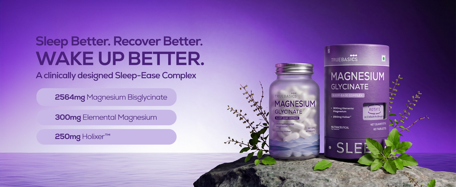 TrueBasics Magnesium Glycinate Sleep-Ease Complex, 60 Tablets
