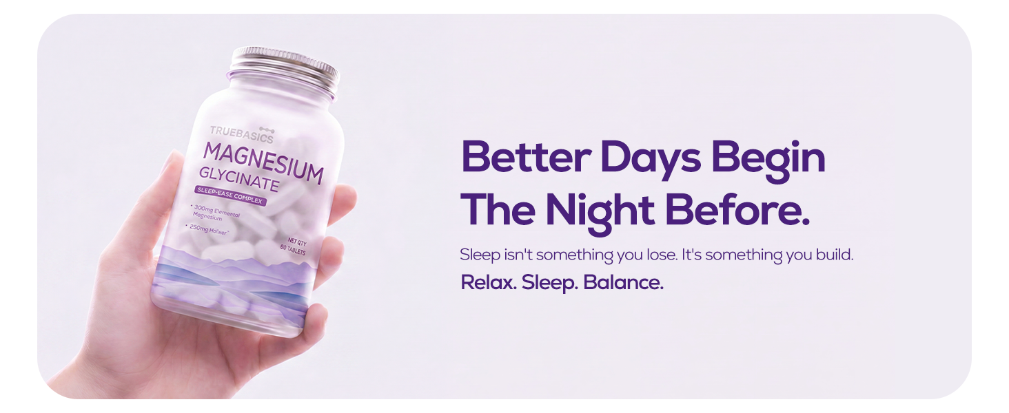 TrueBasics Magnesium Glycinate Sleep-Ease Complex, 60 Tablets