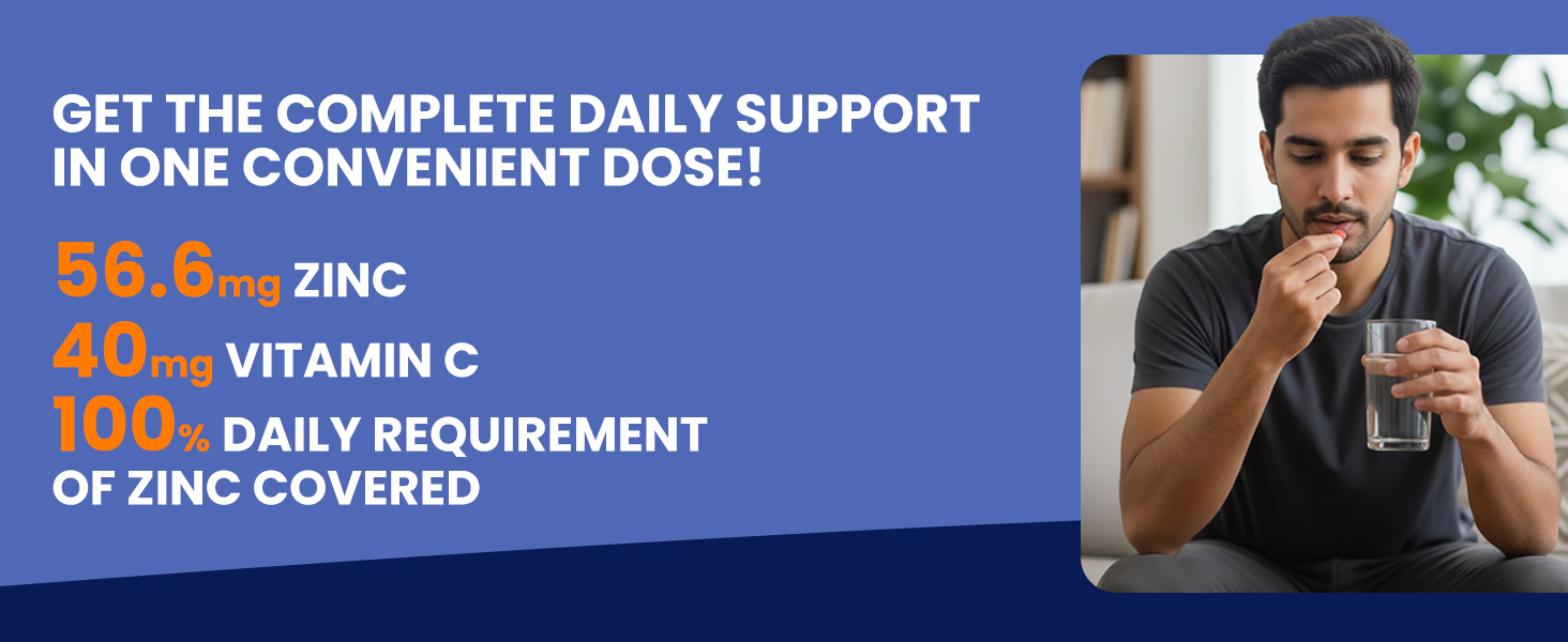Carbamide Forte Zinc Citrate with Vitamin C | Zinc Supplements for Men & women with 100% RDA Zinc | Immunity & Cellular Health Support – 120 Tablets