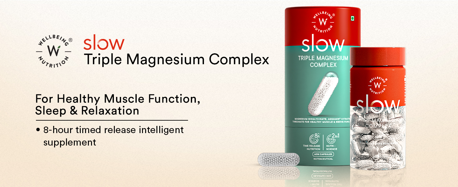 Wellbeing Nutrition Triple Magnesium Complex 1000 mg Chelated Magnesium Glycinate, Citrate & Threonate| For Sleep, Cramps, Recovery, Nerve & Muscle Function, Clinically Proven, 60 Capsules