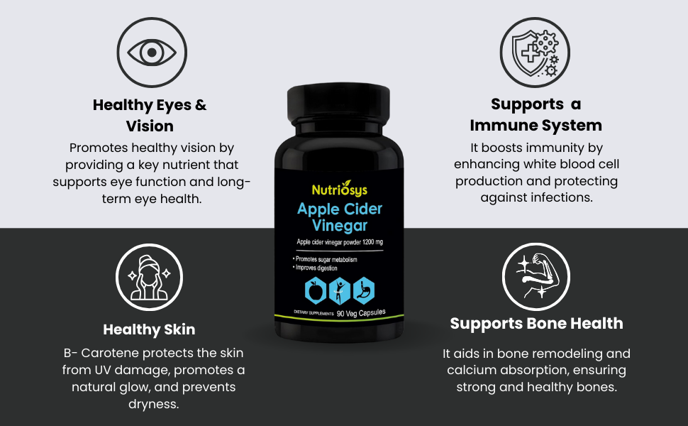 Nutriosys Apple Cider Vinegar 1200mg - 90 Veg Capsules (Pack of 1)