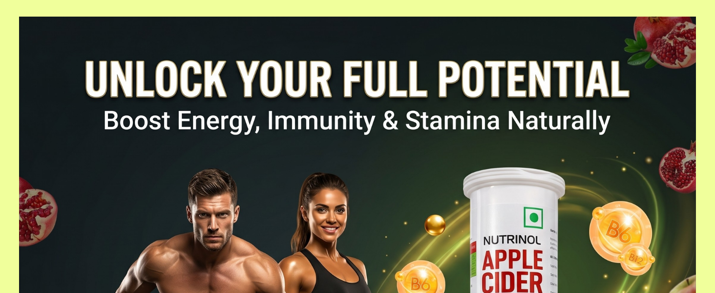Knoll Healthcare Nutrinol Apple Cider Vinegar (ACV) Effervescent Tablets 500mg | Metabolism Booster & Appetite Control Support Vitamin B6 & B12 No Added Sugar | For Men & Women | 15 Tablets