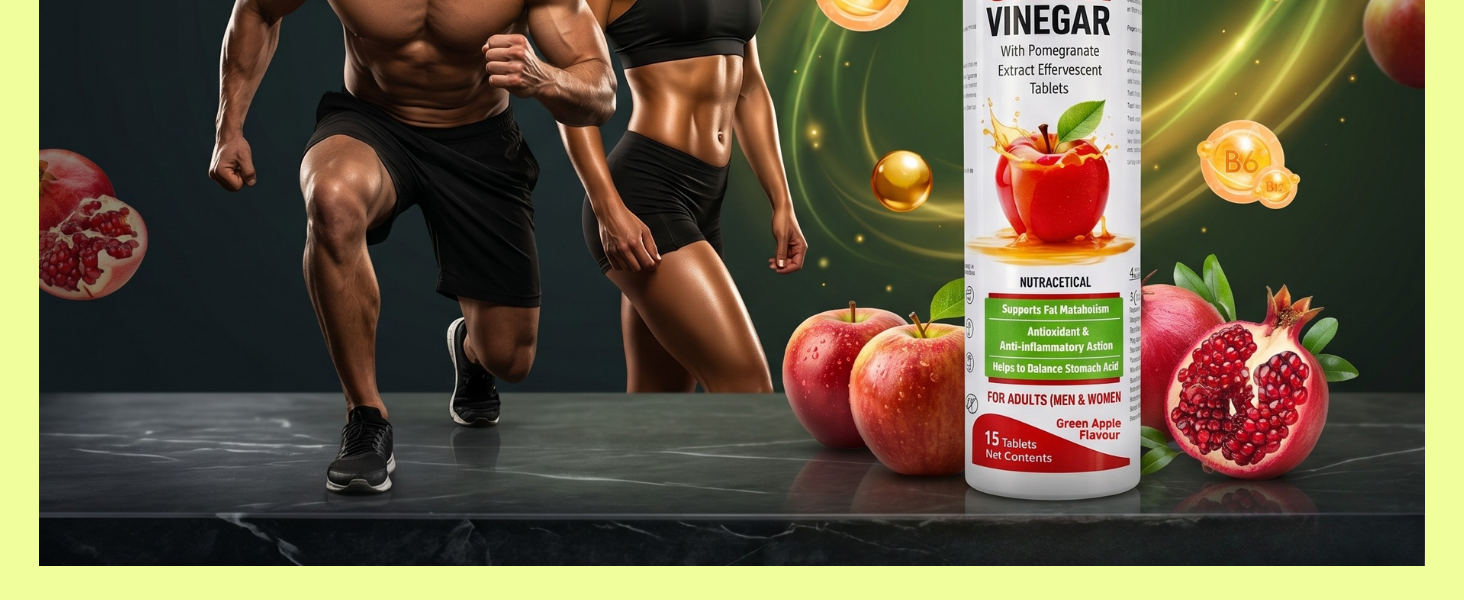 Knoll Healthcare Nutrinol Apple Cider Vinegar (ACV) Effervescent Tablets 500mg | Metabolism Booster & Appetite Control Support Vitamin B6 & B12 No Added Sugar | For Men & Women | 15 Tablets