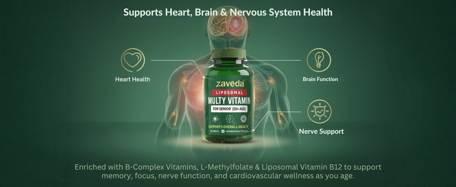Liposomal Multivitamin for Seniors 50+ | Advanced Technology for Superior Absorption | with Methyl B12, L-Methylfolate, MK-7 & Bisglycinate Minerals | 60 Tablets