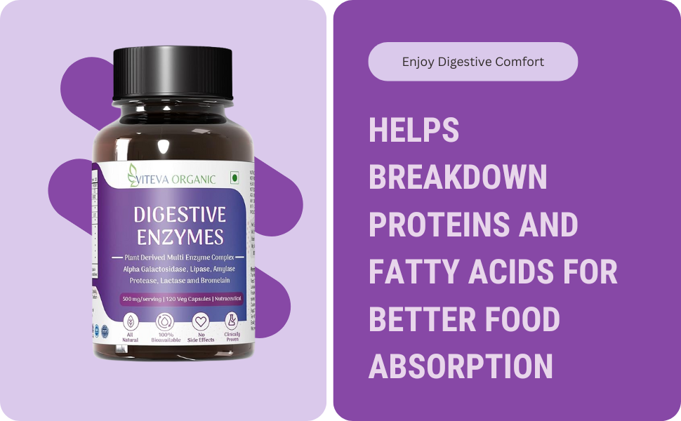Digestive Enzymes 500mg - 120 Veg Capsules with Bromelain, Alpha Galactosidase, Lipase, Amylase, Protease -Digestive enzyme supports Gut Health, Liver Detox, Constipation Relief