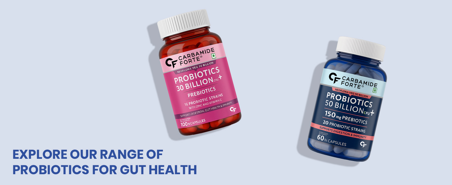 Carbamide Forte Probiotics Supplement 50 Billion CFU for Women & Men | Probiotics for Gut Health | Support Digestion & Immunity - 20 Effervescent Tablets | Gut Health Supplements (Pack of 2)