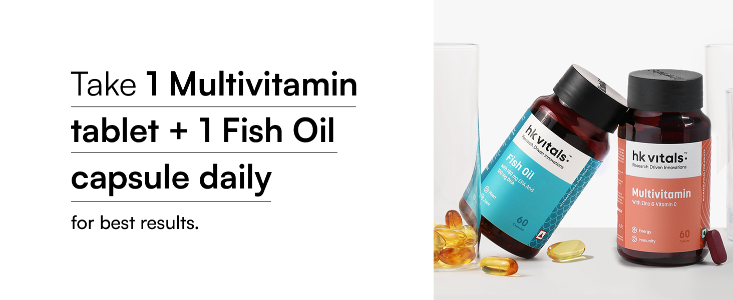 hk vitals Fish Oil & Multivitamin Combo Pack, 2 x 60 Tablets