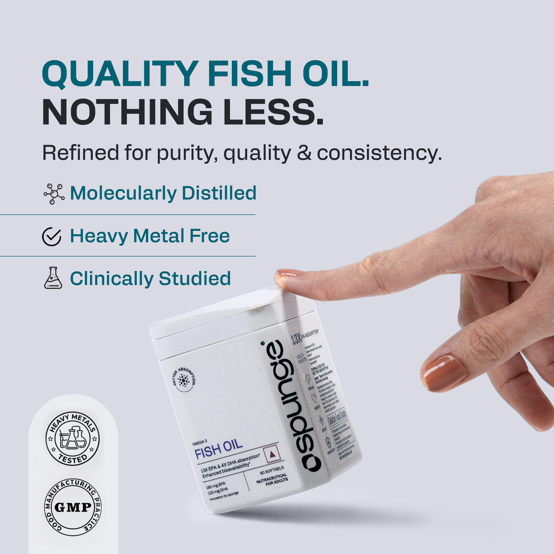 Spunge Omega 3 Fish Oil | 30 Softgels | EPA & DHA | 13X EPA & 4X DHA Absorption | Supports Heart, Brain & Joint Health | Daily Dietary Supplement