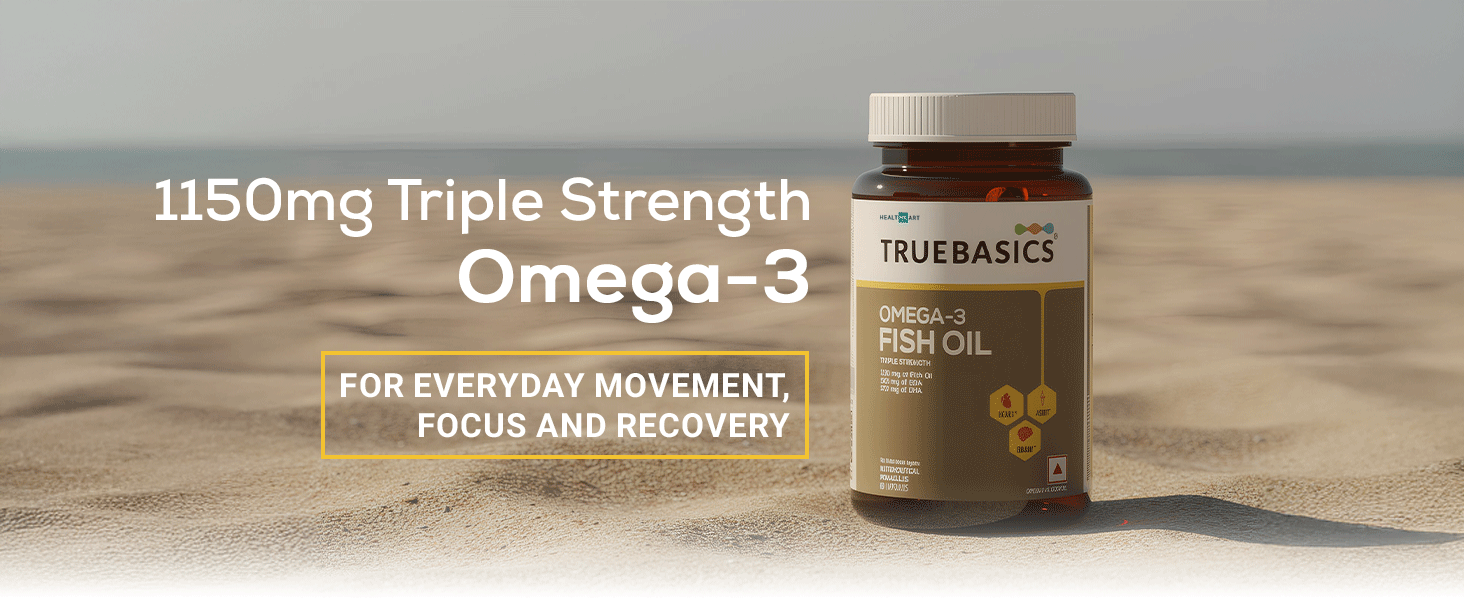 TrueBasics 3X Strength Omega-3 Fish Oil, 90 Capsules