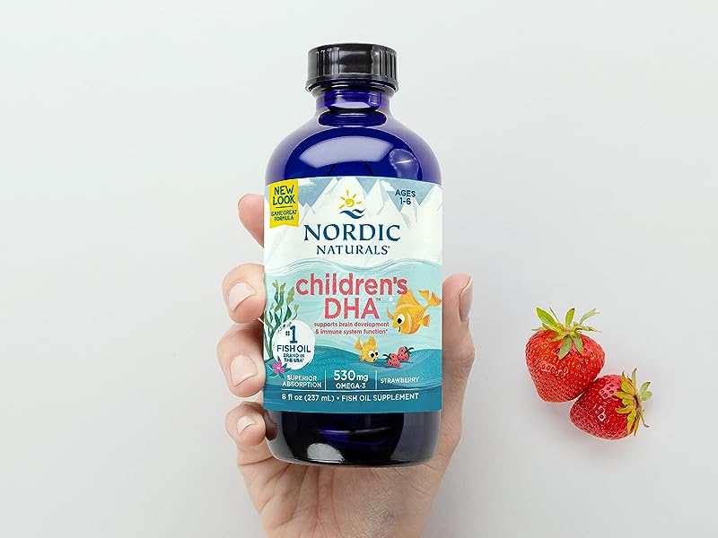 Nordic Naturals Children's Dha For Omega 3 | Fish Oil For Kids 530Mg From Arctic Cod Liver Oil | Omega 3 Fish Oil Epa & Dha For Kids For Brain Development & Immunity | Strawberry Flavour 4 Floz 119 Ml