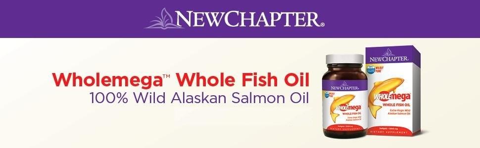 New Chapter, Wholemega, Whole Fish Oil, Extra-Virgin Wild Alaskan Salmon, 1000 mg, 120 Softgels