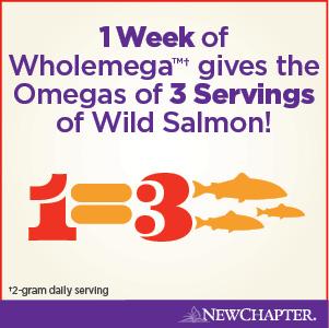 New Chapter, Wholemega, Whole Fish Oil, Extra-Virgin Wild Alaskan Salmon, 1000 mg, 120 Softgels
