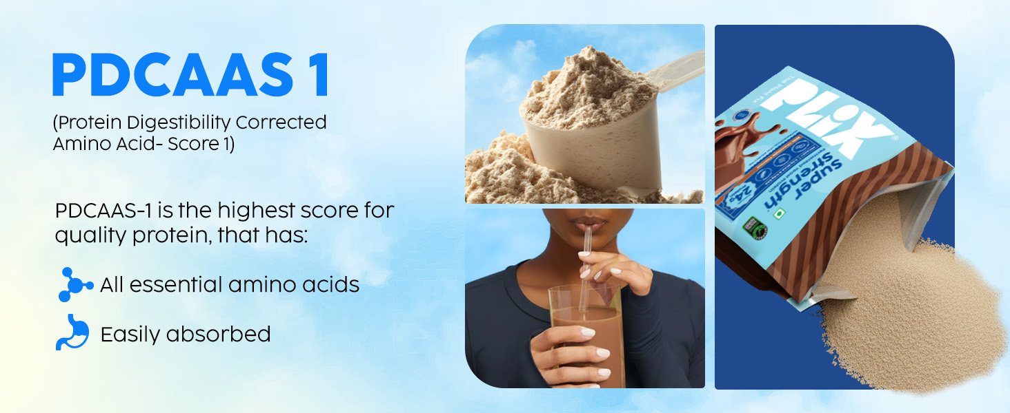PLIX THE PLANT FIX Super Strength Fermented Yeast Protein- 1 kg | Easy to Digest | 24g Protein/Serve | PDCAAS of 1 | 5.3 - BCAA | Milk Chocolate Flavour