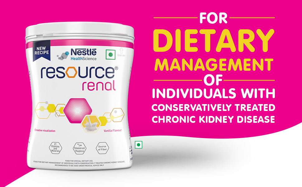 Nestle Health Science, Resource, Renal,Food For Dietary Management, Vanilla Flavour- 400g, Pet Jar.
