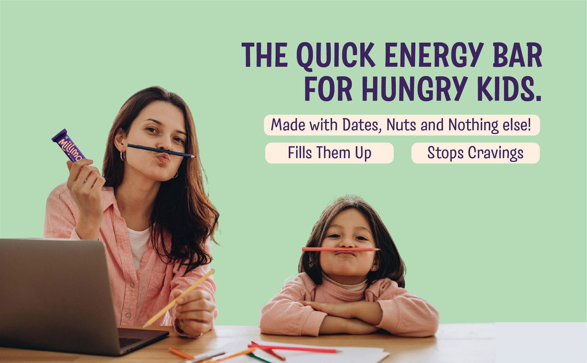 Millimo Kids Nutribar – Choco Almond, 150g | Natural Protein & Fibre from Real Ingredients | Dates, Almonds & Cashews | No Refined Sugar