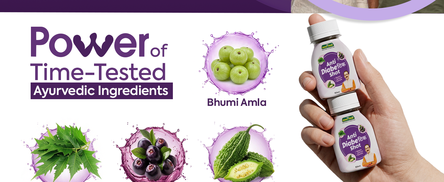 Jeena Sikho Anti Diabetic Shot | Ayurvedic Formula with Neem, Jamun & Karela | For Blood Sugar Management & Metabolic Wellness, 9 Shot (60 ml each)