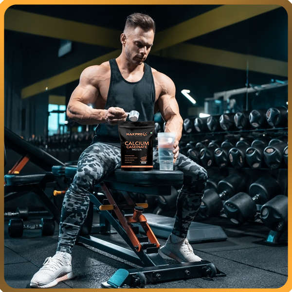 NAKPRO Calcium Caseinate | 26.81g Protein, 5.12g BCAA | Helps in Muscle Recovery | Slow Absorbing, Slow Digesting, Low Carbs Casein Protein Powder (1 Kg, Double Rich Chocolate)