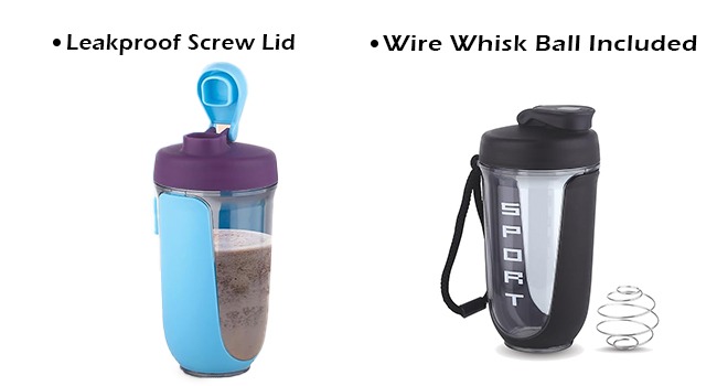 ATTRO Fit Fusion Shaker Bottle 600ml – BPA-Free Protein Mixer with Wire Whisk Ball | Leakproof Lid, Easy Carry Strap | Ideal for Gym, Fitness, Pre/Post Workout Drinks- Blue