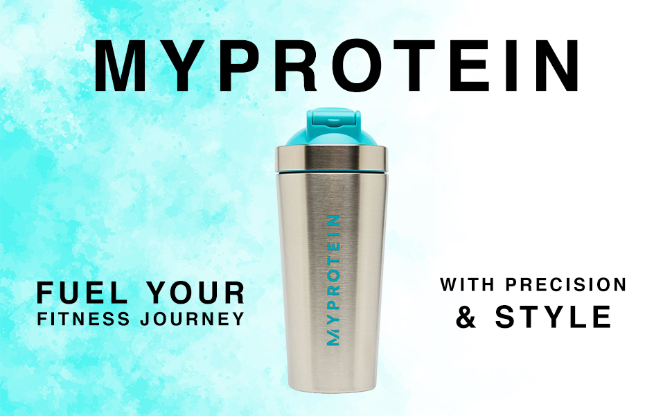 Myprotein Metal Shaker Stainless Steel Bottles For Gym (Silver-Blue)-100% Leakproof Guarantee, Ideal For Protein, Pre Workout, Bcaas & Water Bpa Free 750 ML