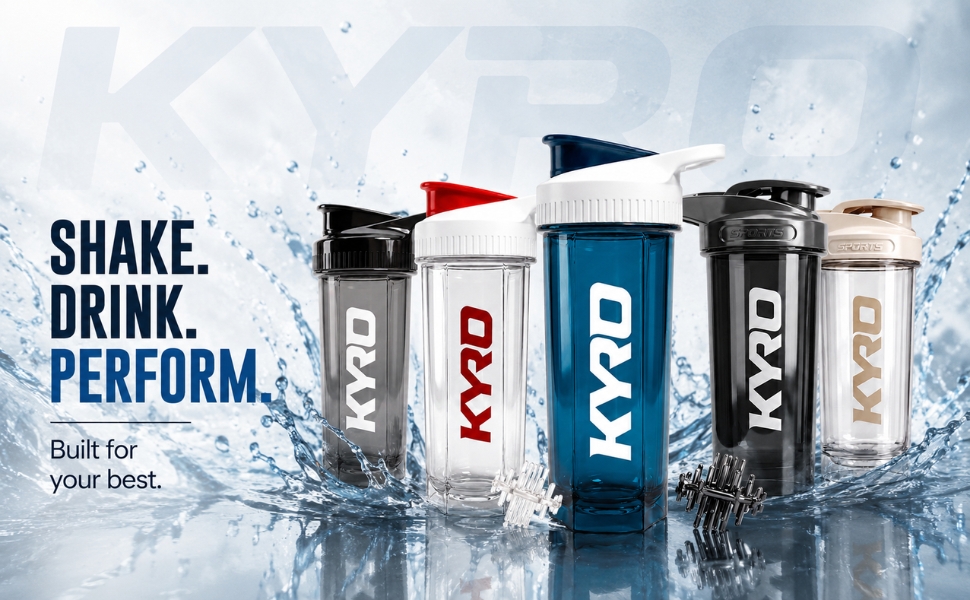 KYRO Terra 700ml Protein Shaker Bottle for Gym | Premium Whisk | 100% Leakproof, BPA-Free | Plastic Shaker with Whisk Ball | Dishwasher Safe | Gym Shaker | Sports Shaker Bottle for Men & Women