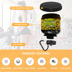 NEW 2024 Whey Bottle Combo - Small Portable Protein Container With Key-Chain, Supplement Powder Carrying Funnel, 30 ml Flask (Pack of 5)