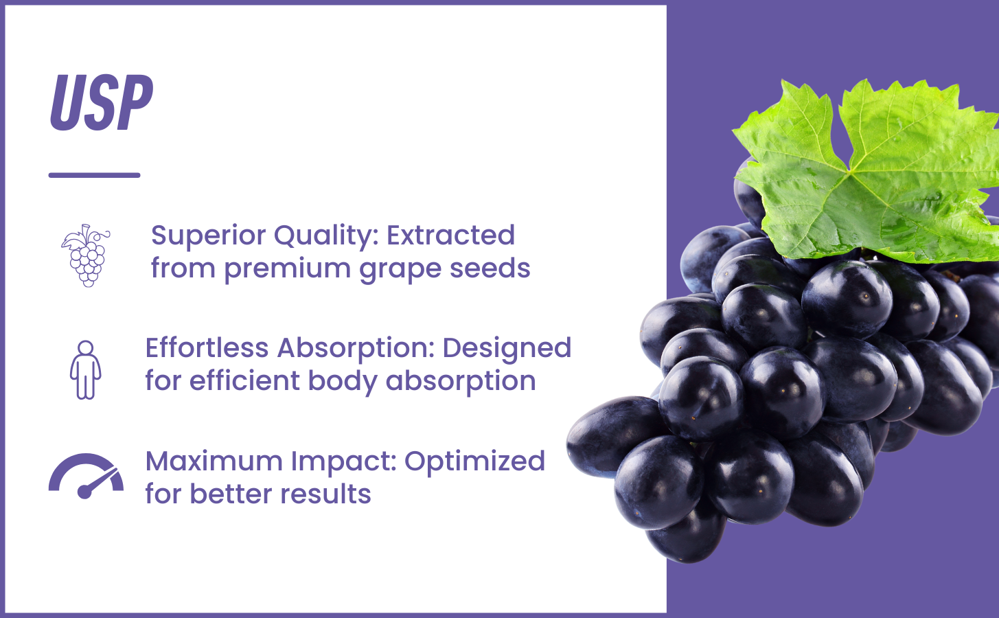 Antioxidant, Grape seed extract | Helps in reducing blood pressure, oxidative stress and improve blood circulation | No Paraben | 600 mg - 60 Veg Capsules