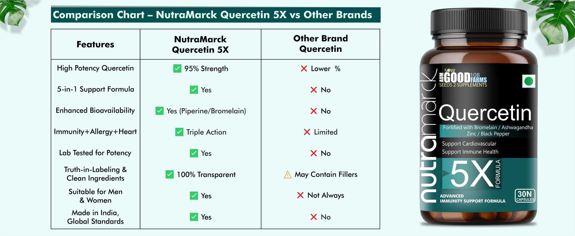 Quercetin With Bromelain Capsules | Natural Flavonoid | For Immune & Respiratory Health Support | For Men & Women | Non-GMO, No Added Sugar & Gluten Free - 30 Capsules