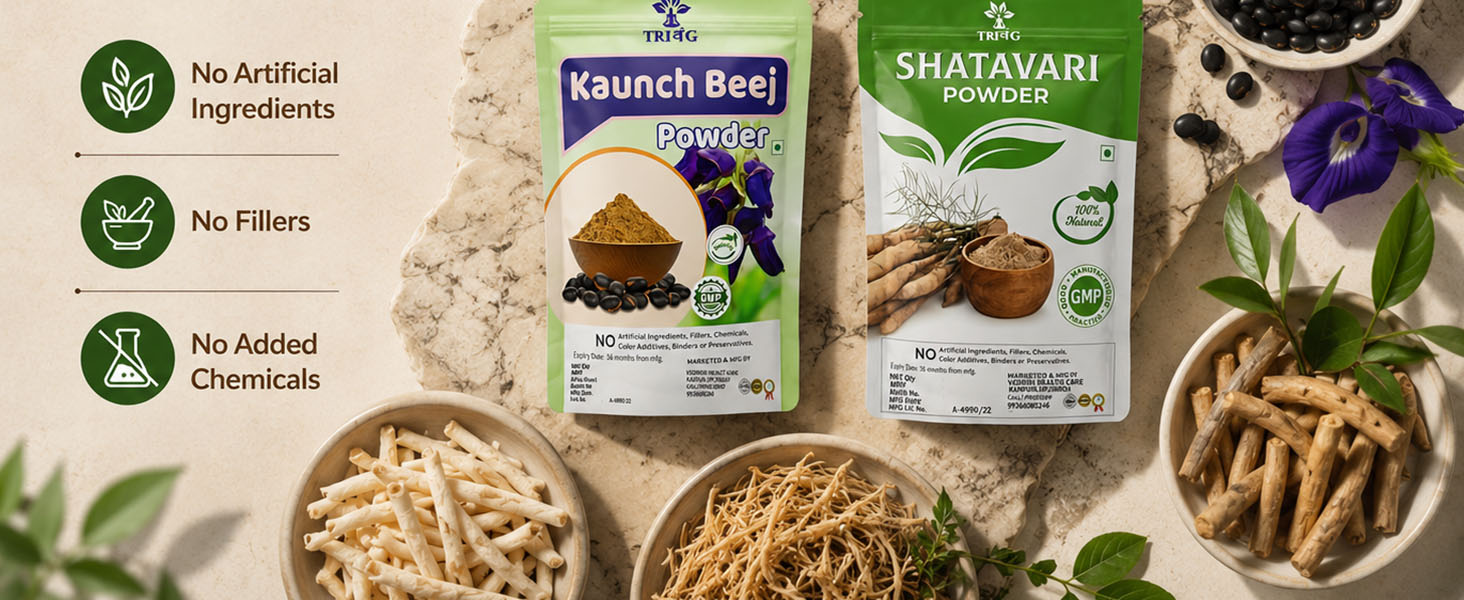 Safed Musli, Ashwagandha, Kaunch, Shatavari Powder Combo - Herbal Supplement - 4 Items (100gm(eachPack))