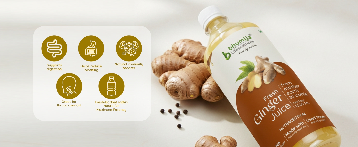 Bhumija Lifesciences Ginger Juice 1L | Sugar Free Adrak Ka Ras