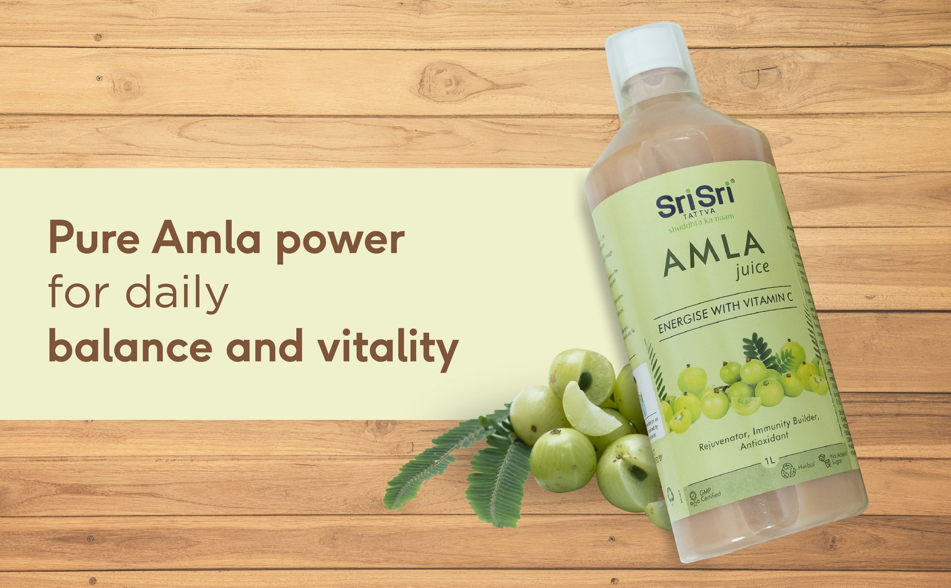 Sri Sri Tattva Shuddhta Ka Naam | Amla Juice | Herbal & Pure | Rich in Vitamin C | Naturally boosts Immunity | 1 L (Pack of 1)