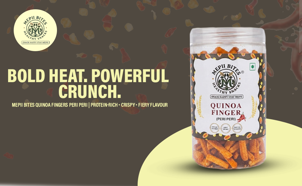 Mepii Bites Quinoa Finger Peri Peri | Spicy Protein Crunch Snack | 100g