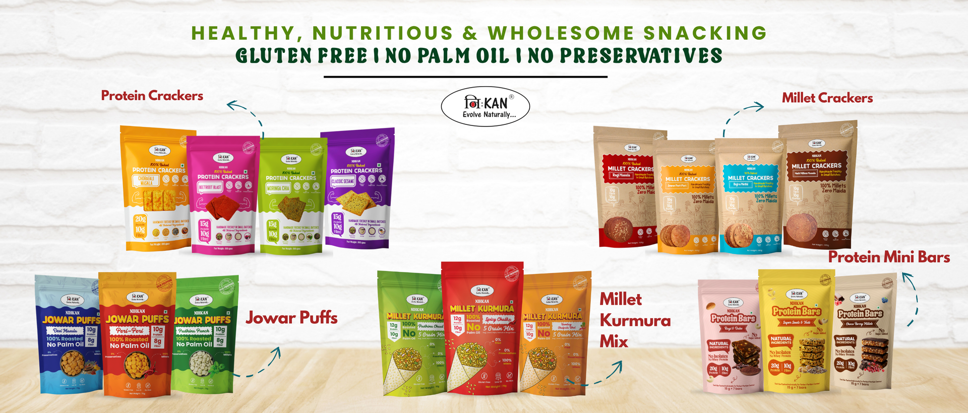 NIHKAN Baked Protein Crackers Combo - Moringa, Beetroot, Sesame & Chorafali | Gluten Free Healthy Snack | 100% Baked, No Palm Oil, No Preservatives, Fibre Rich & All Natural (Combo of 4, Moringa, Sesame, Beetroot & Chorafali)