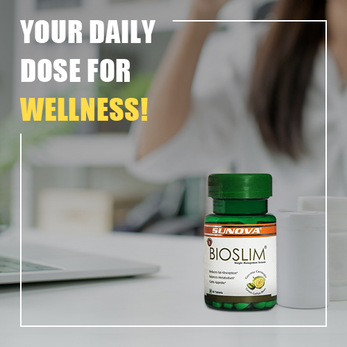 SUNOVA Bioslim Fat metabolism Tablets, Weight Management Formula Made of Garcinia Cambogia and Green Coffee Bean Extracts, Regulates Fat-Absorption AND Balances Metabolism, 120 Tablets, Pack of 2