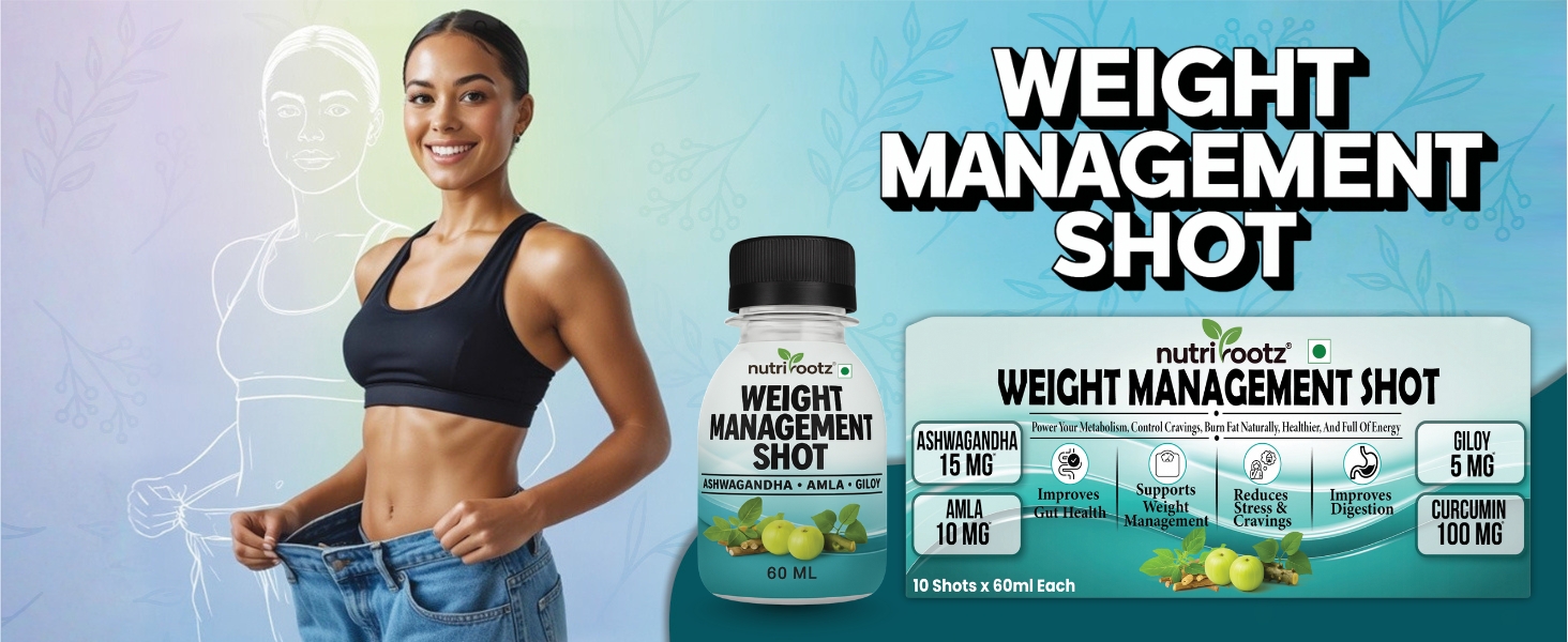 SLIM SHOT 60ML (PACK OF 10) | Ayurvedic Slim Juice with Ashwagandha, Amla & Giloy | Supports Healthy Weight Management | Aids Metabolism, Digestion & Detox | For Women and Men