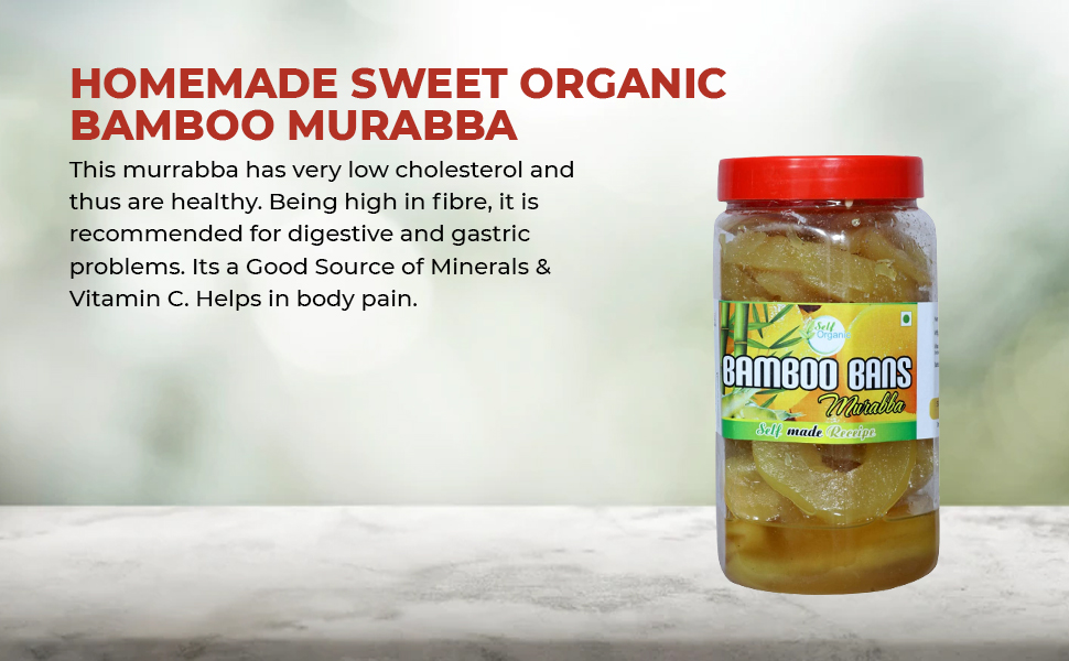Self Organic Homemade Delicious Sweet Bamboo Murabba | Fresh & Natural Ready to Eat Bans Ka Morabba - Helps Increasing Height | No Artificial Colors & Additives - 1 Kg