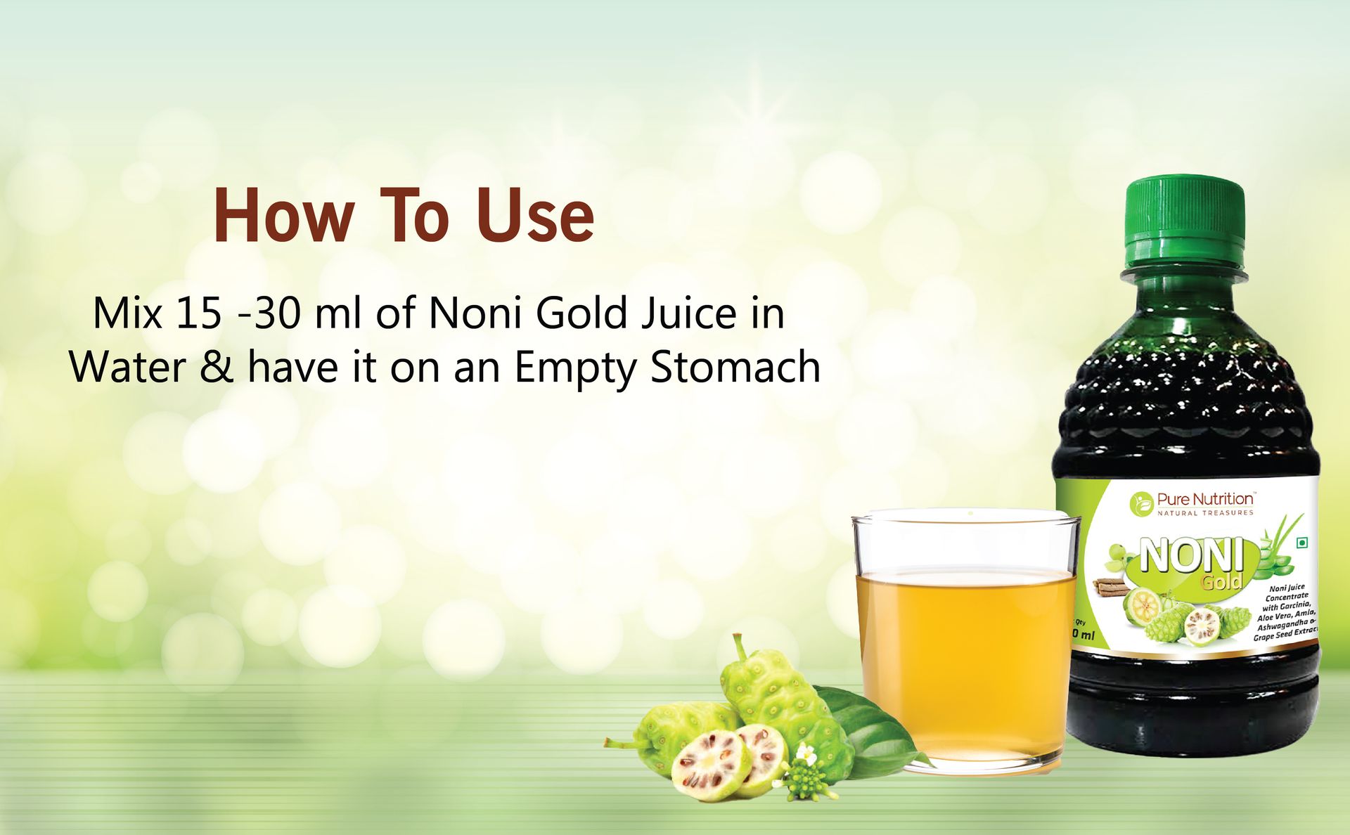 Pure Nutrition Noni Gold Detox Juice | Body Detox Drinks for Cleansing Body With Garcinia, Aloe Vera, Amla, Ashwagandha & Grape Seed Extract | Supports Diabetes Care, Digestion, Immunity & Skin Health - 400ml (Pack of 3)