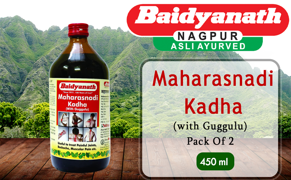 Baidyanath Maharasnadi Kadha | Ayurvedic Tonic for Joint & Muscle Pain Relief | Supports Vata Balance & Nerve Strength | Traditional Herbal Blend for Mobility & Flexibility - 450ml