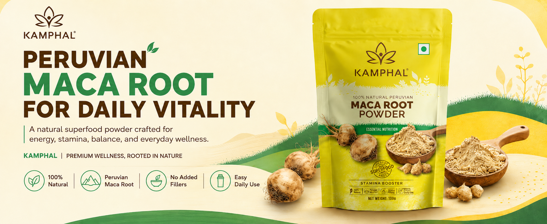 Organic Peruvian Maca Root Powder 100g | Supports Energy, Stamina, Libido & Vitality for Men & Women | Imported from Peru | 100% Natural Raw Maca Superfood for Milk, Smoothies & Shakes | No Additives, Non-GMO