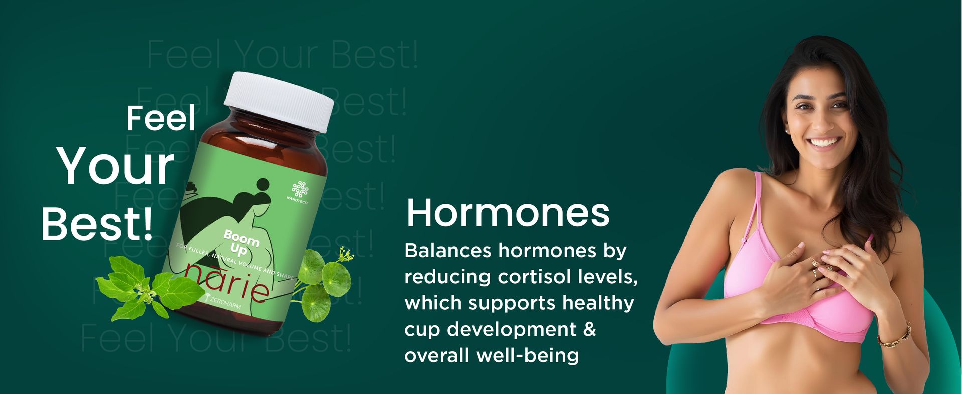 ZEROHARM Narie BoomUp Capsules for Women - Ayurvedic Supplement with Shatavari, Ashwagandha, Fenugreek & More - Supports Natural Volume, Shape, Firmness & Hormonal Wellness, B-Care - 180 Veg Capsules