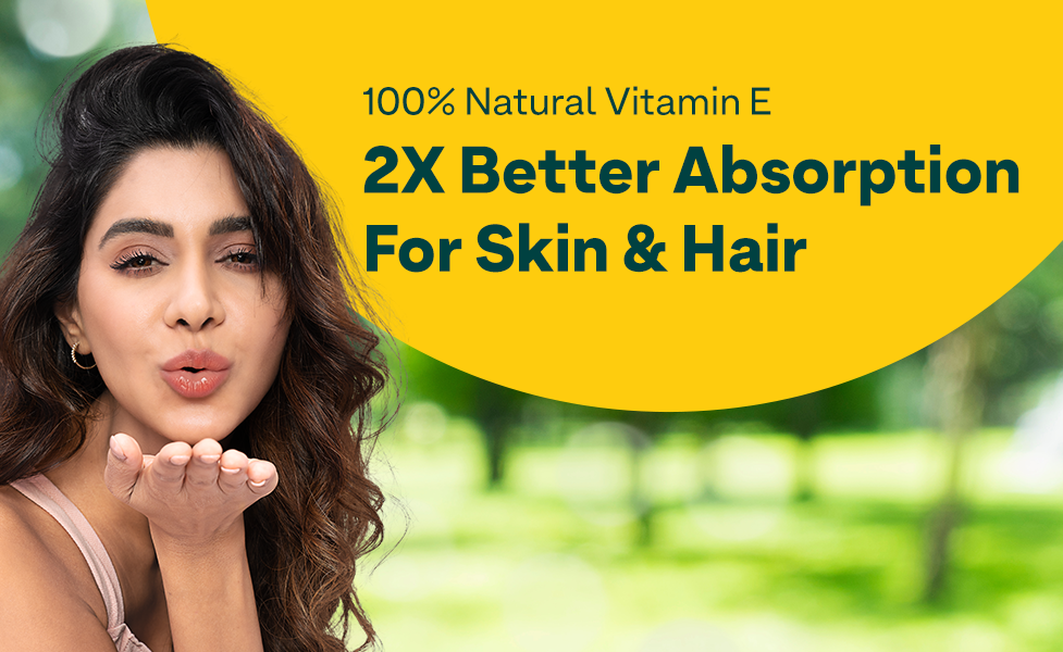 OZiva Plant Based Natural Vitamin E Capsules for Face & Hair with Sunflower oil, Aloe vera oil ,Argan oil, Vegan &Natural Vitamin E for Glowing Skin & Stronger Hair (Vitamin E, Pack of 1, 30 Capsules)
