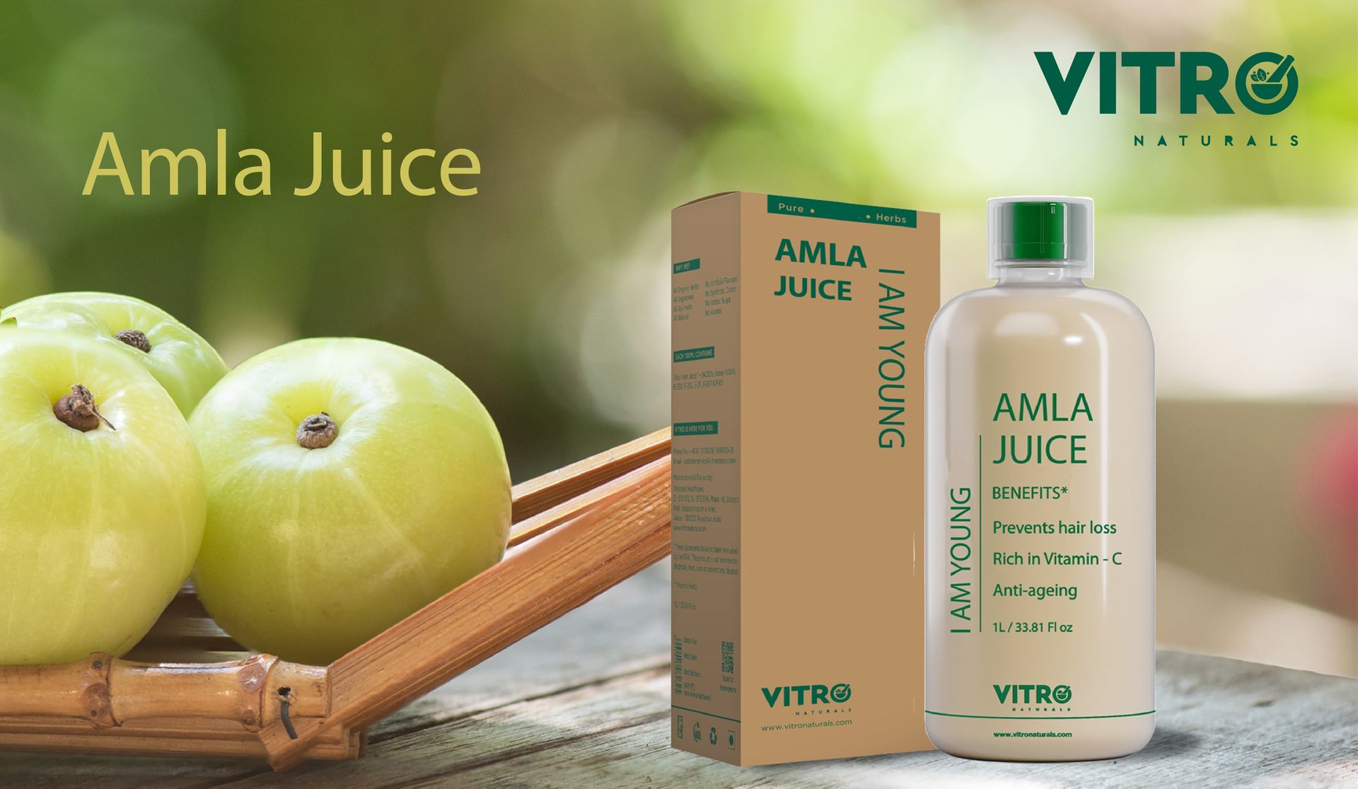 Vitro Amla Juice 1L | Promotes Hair Health & Digestion | Natural Source of Vitamin C | No Added Sugar