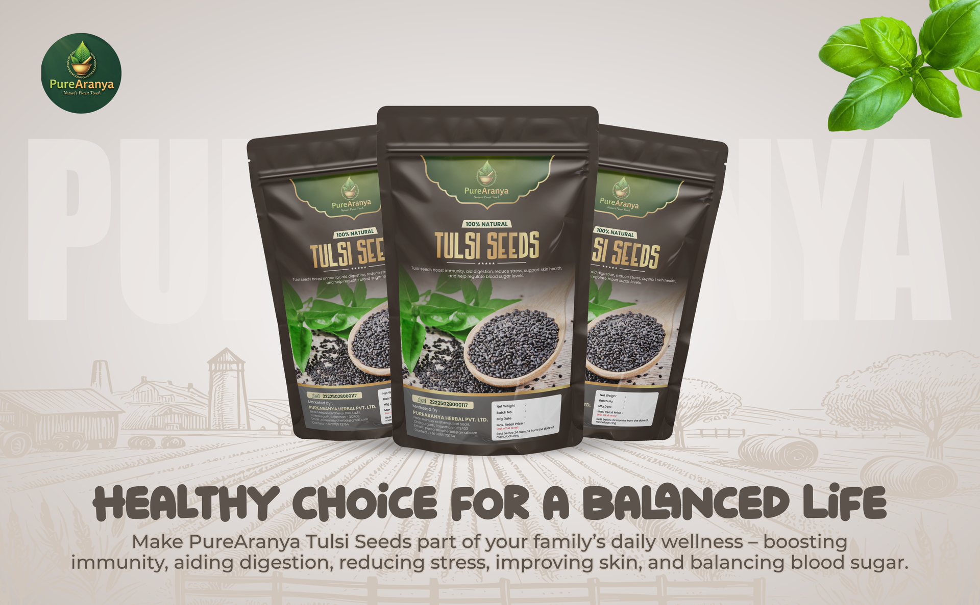 PureAranya Natural Tulsi Seeds 100g | Boosts Immunity & Skin Health | Supports Joint & Bone Health | Aids Weight Management | Rich in Fiber & Antioxidants