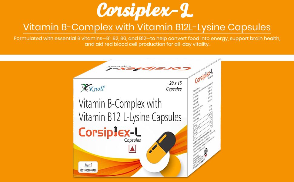 Knoll Healthcare Corsiplex-L Vitamin B-Complex with Vitamin B12 (75 Caps (Pack of 5))