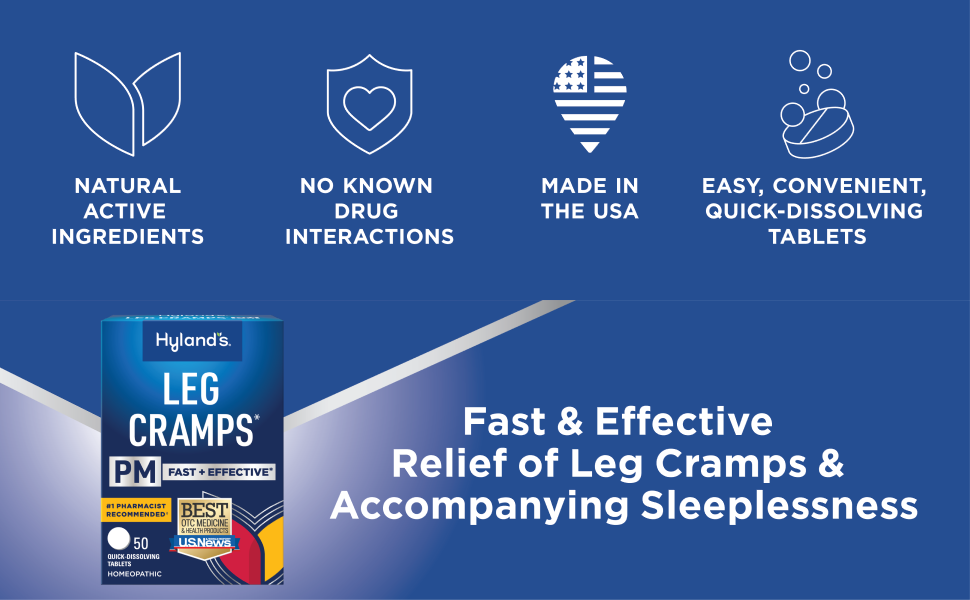 Hyland's Leg Cramps PM for Nighttime Pain Relief, 50ct