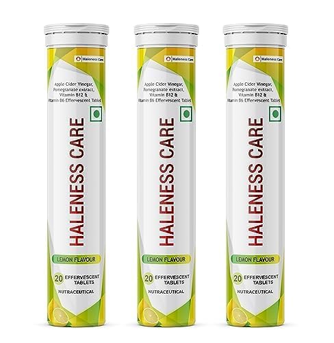 Apple Cider Vinegar For Weight Management | Effervescent Tablets | Lemon Flavour with Vitamins B6 & B12 (Pack of 1 Month (60 Tablets))