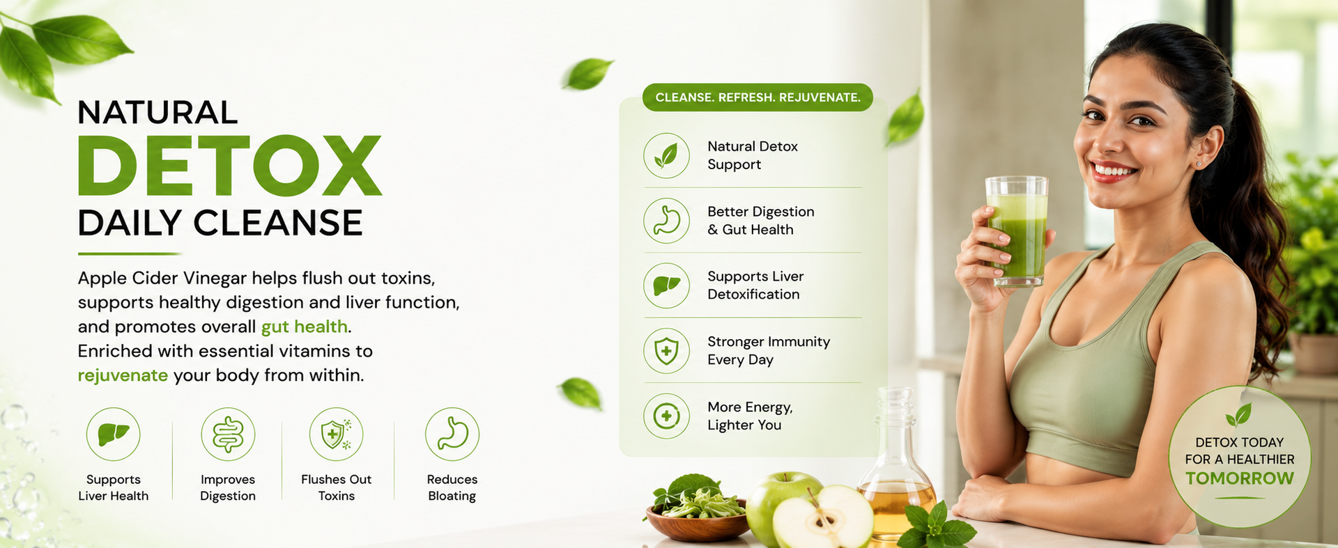 Apple Cider Vinegar Effervescent Tablets – Green Apple Flavour | With Natural Extracts, Essential Vitamins & Piperine | No Added Sugar, No Maltodextrin | Pack of 2 (15 Tablets Each)